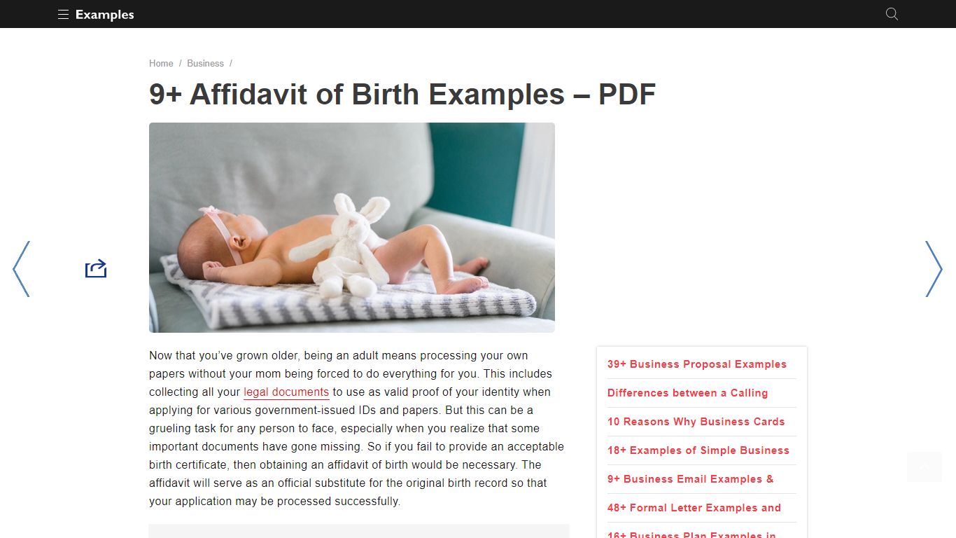 Affidavit of Birth - Examples, Format, Pdf | Examples