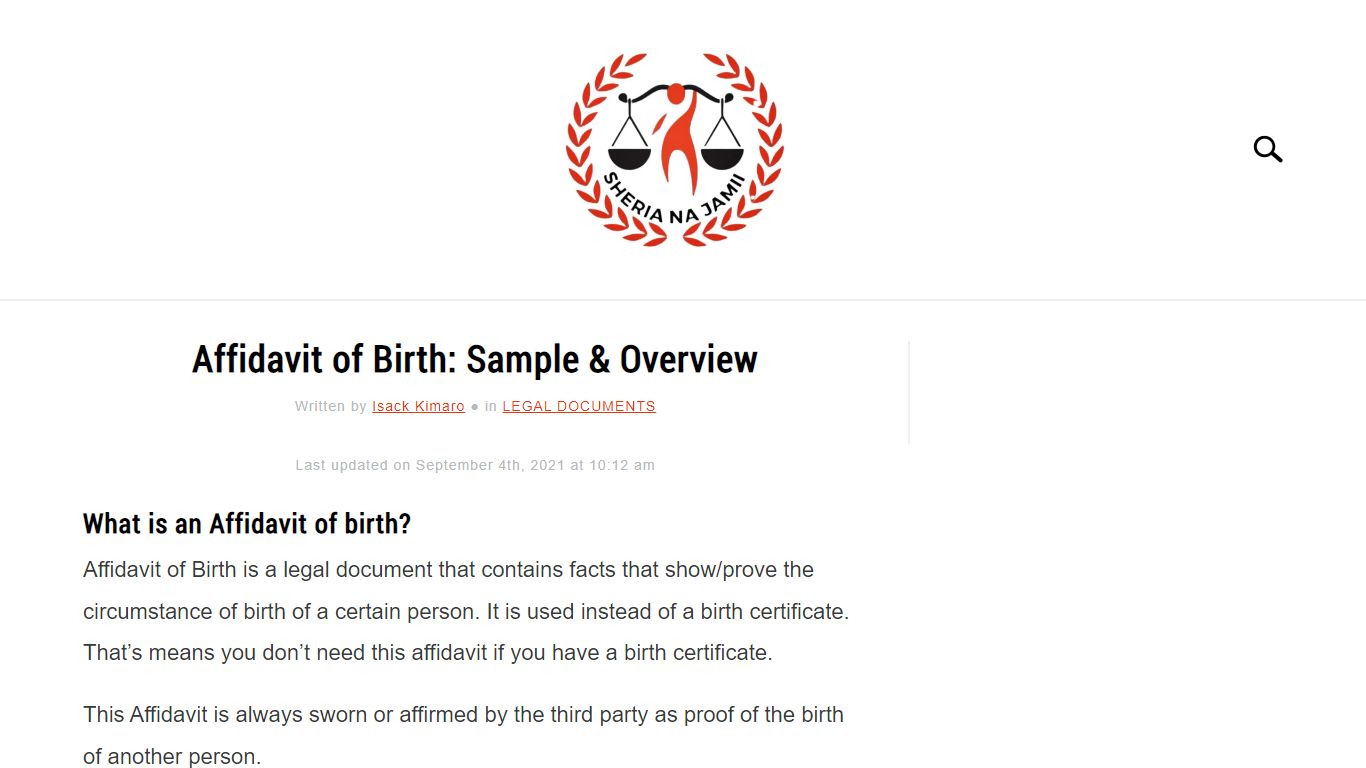 Affidavit of Birth: Sample & Overview – Sheria na Jamii